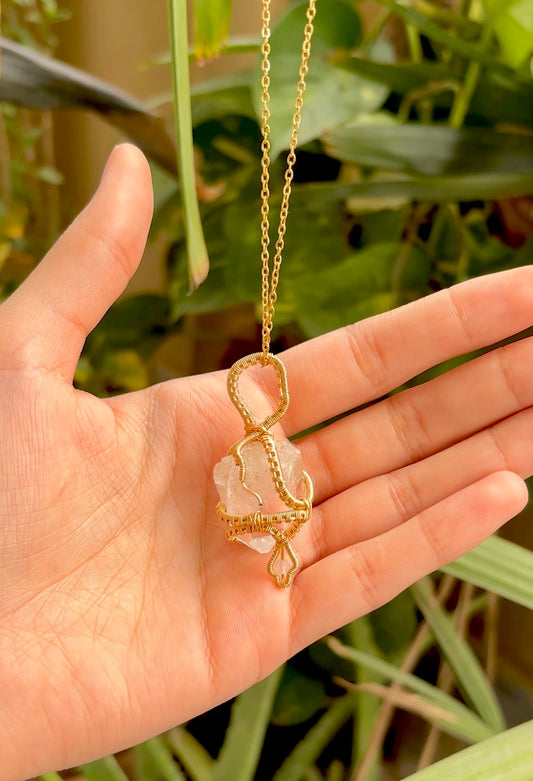 Clear Quartz Snake x Rose Quartz Pendant