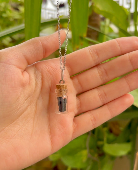 Black Tourmaline Wish Bottle Pendant