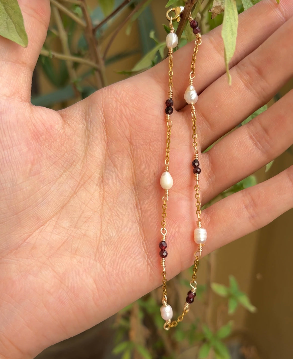 Garnet x Pearl Anklet