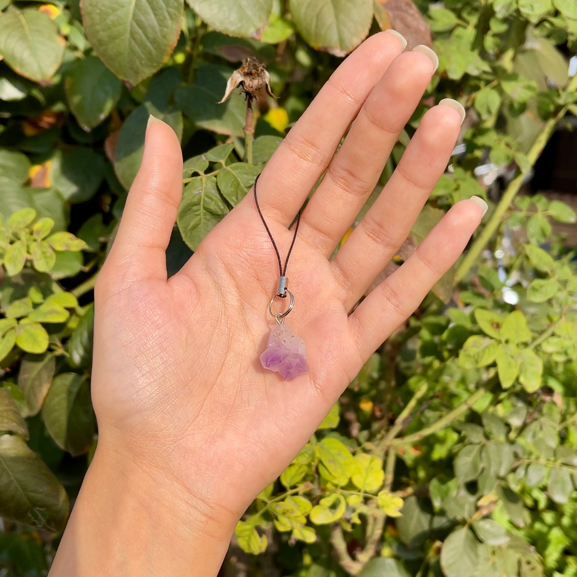 Raw Amethyst Crystal Phone Charm