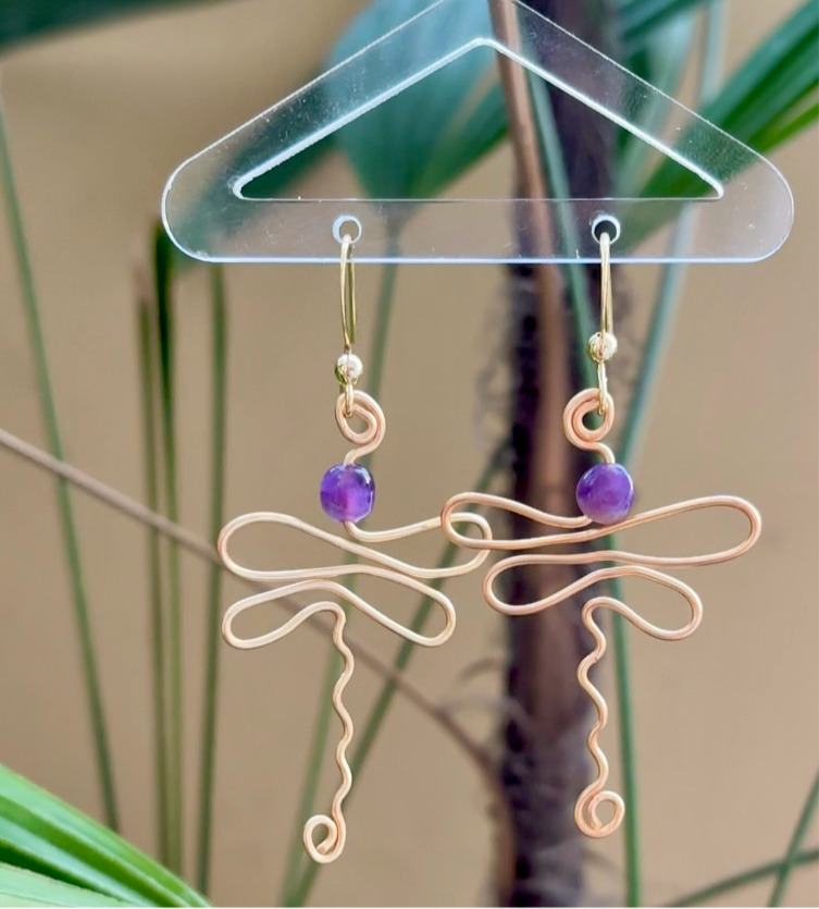 Amethyst Dragonfly Earrings