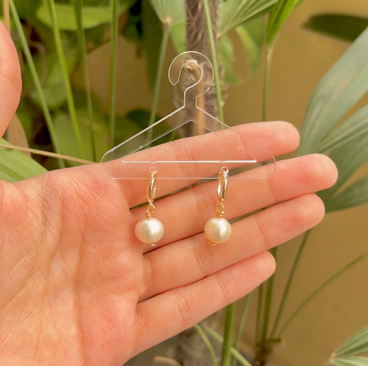 Pearl Huggie Earrings