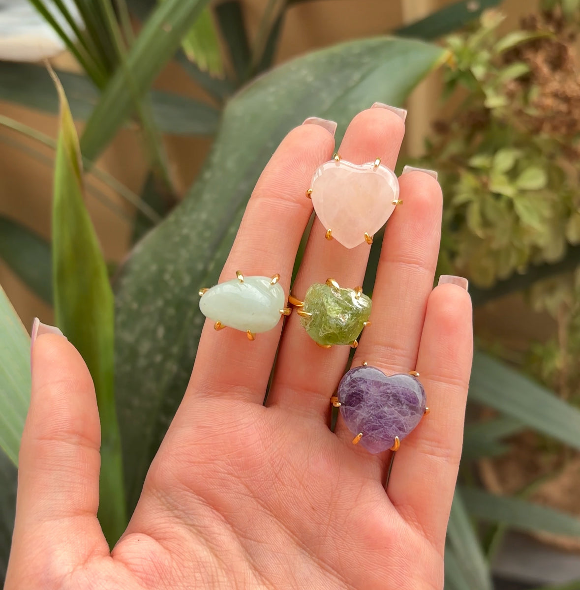 Amethyst Heart Crystal Ring