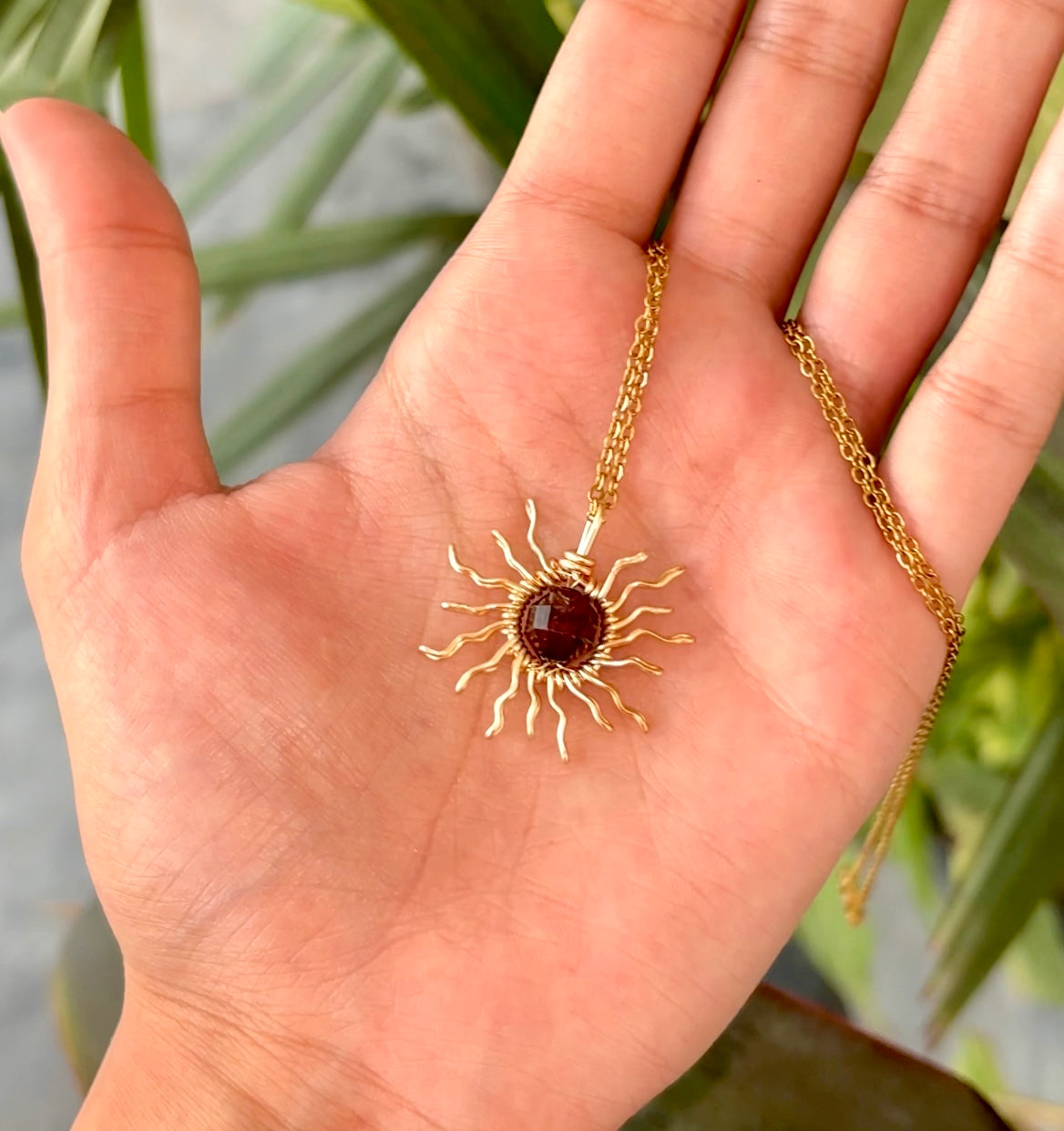 Garnet Sun Handmade Pendant