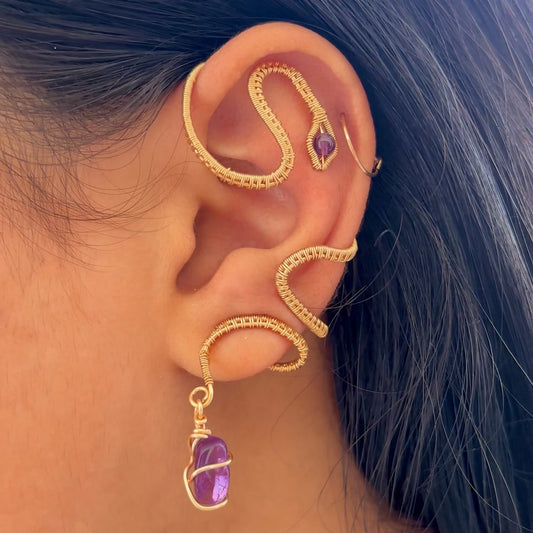 Amethyst Snake Ear-cuff