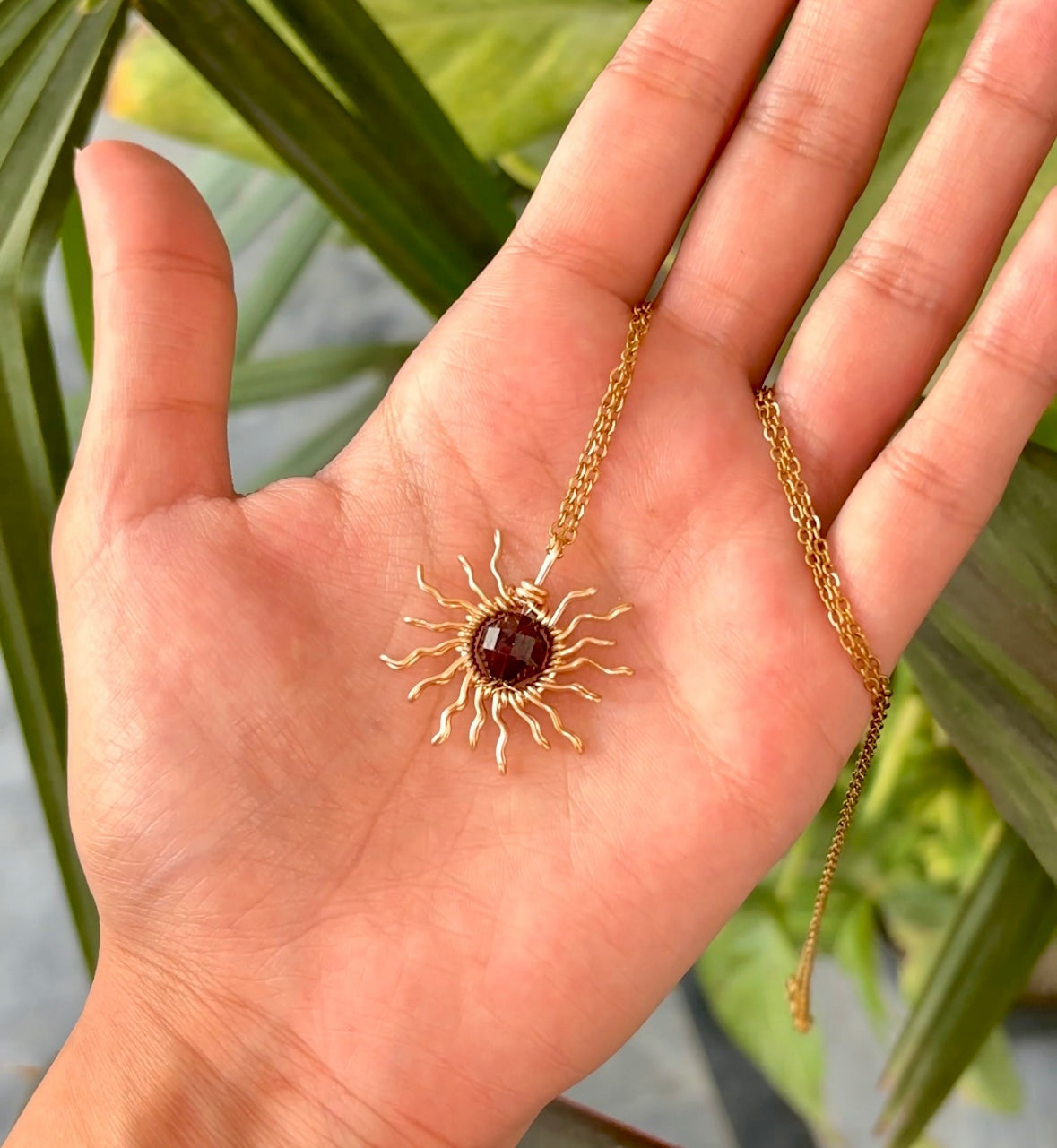 Garnet Sun Handmade Pendant