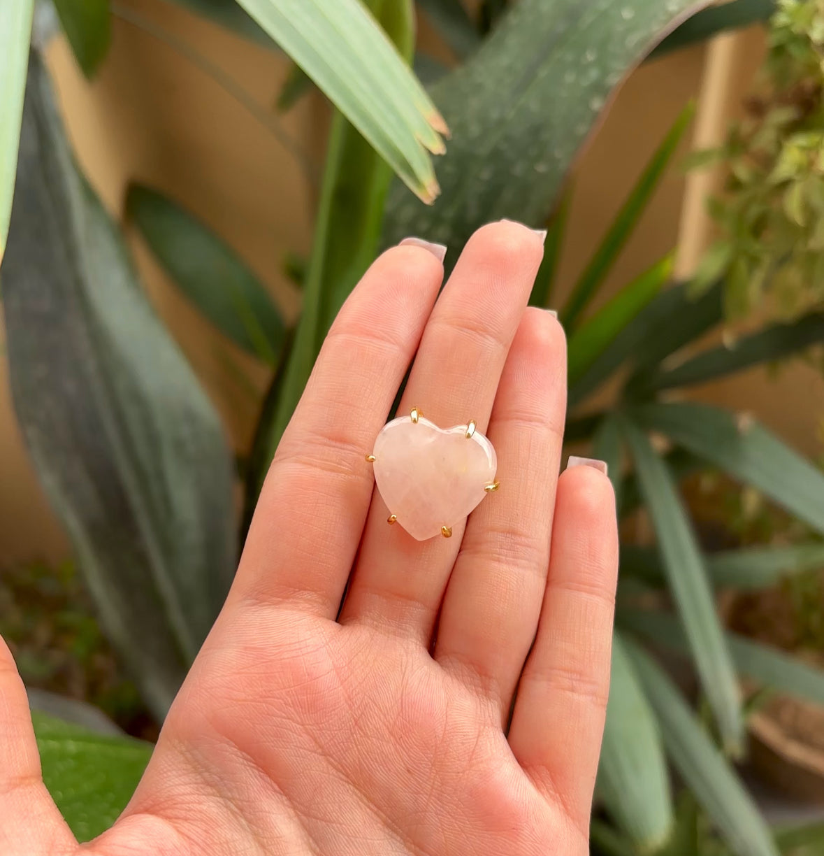 Rose Quartz Crystal Ring