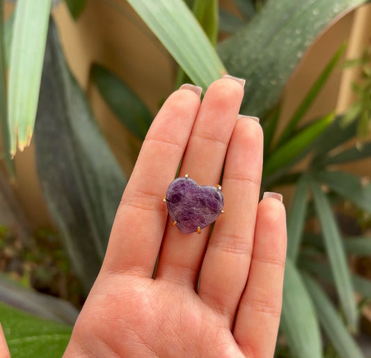 Amethyst Heart Crystal Ring