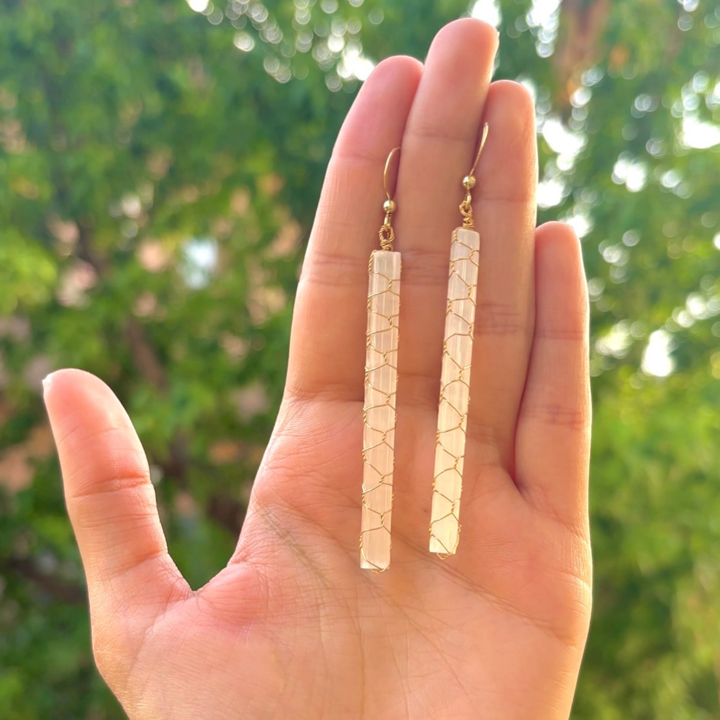 Raw Selenite Earrings