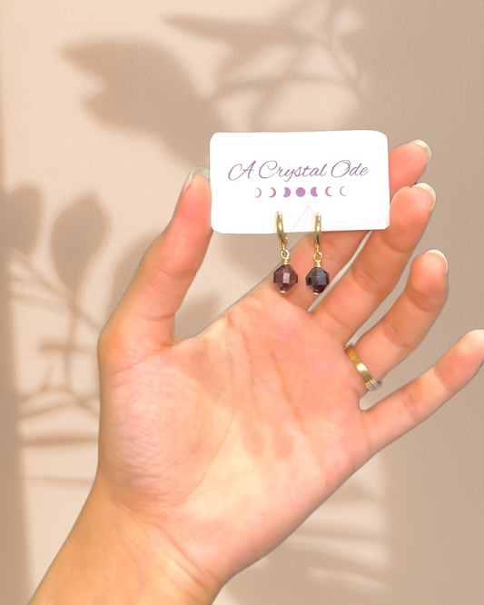 Garnet Huggie Earrings