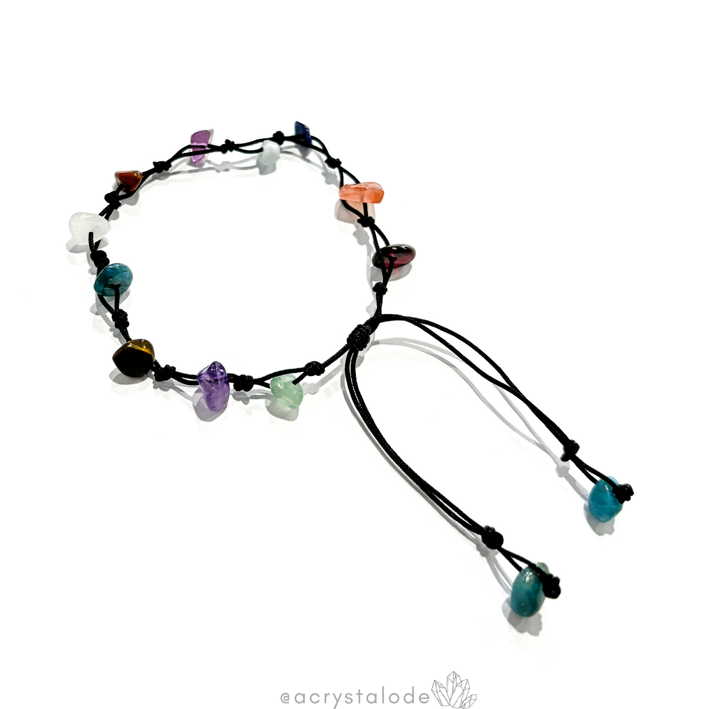 Black Cord Multi-Stone Handmade Bracelet