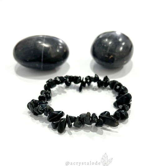 Black Obsidian Chip Bracelet