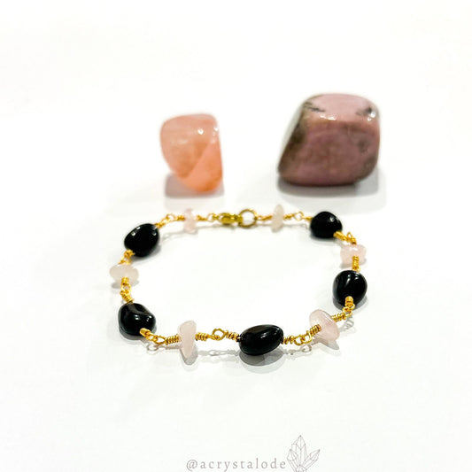 Black Obsidian x Rose Quartz Bracelet