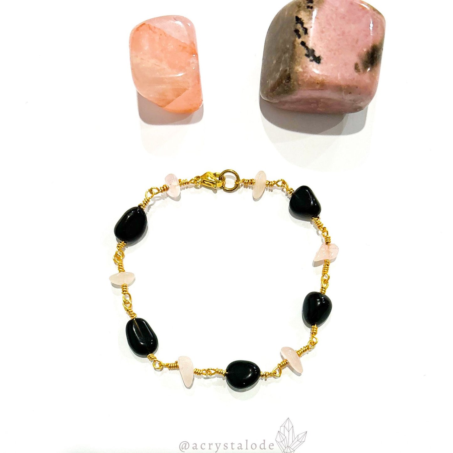 Black Obsidian x Rose Quartz Bracelet