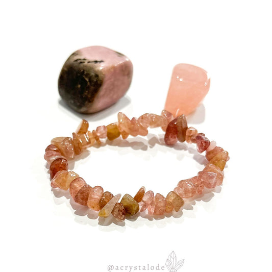 Strawberry Quartz Chip Bracelet