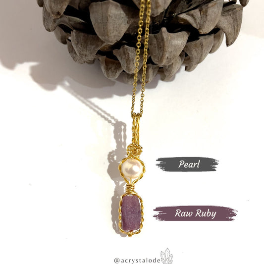 Raw Ruby x Pearl Pendant