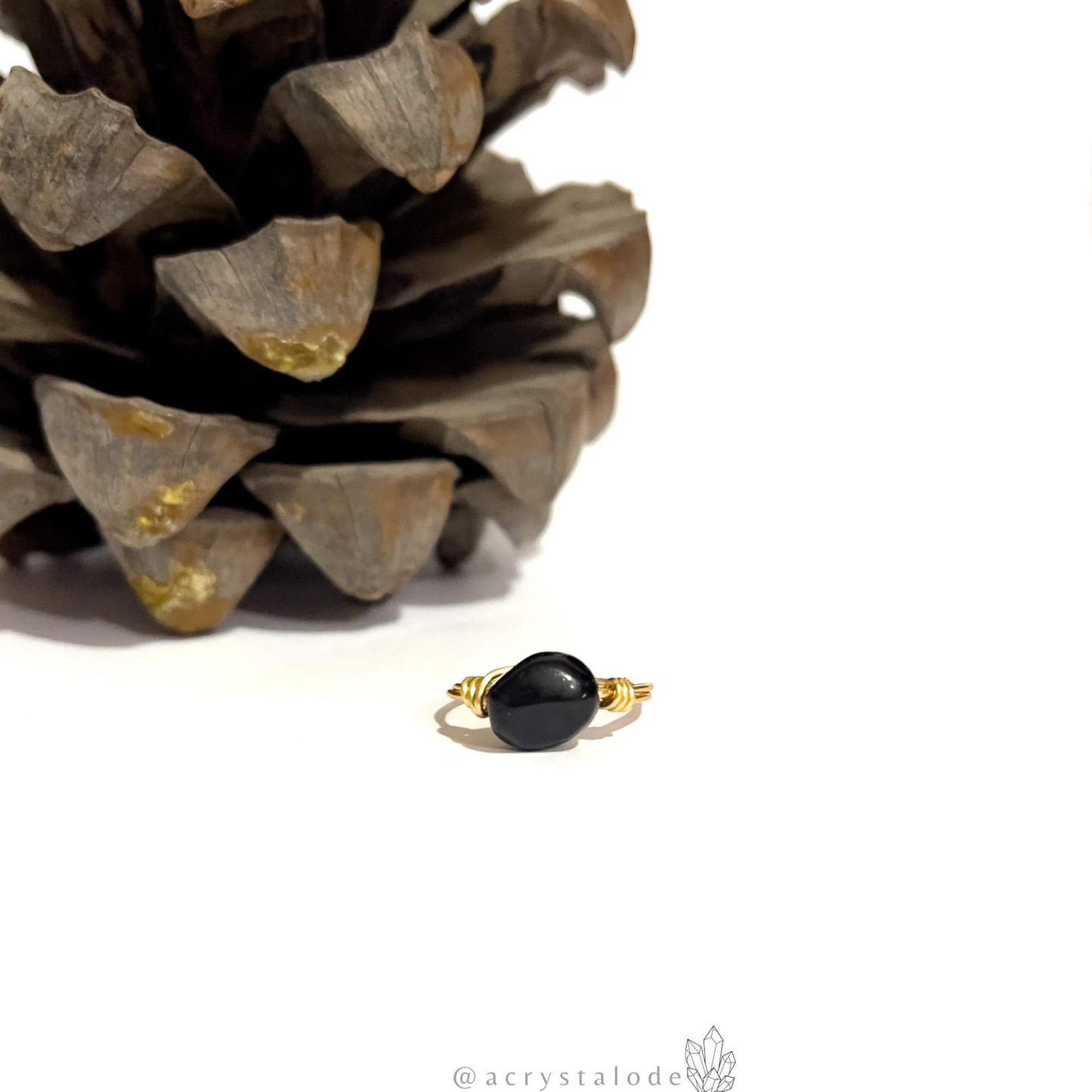 Black Obsidian Tumble Bead Ring