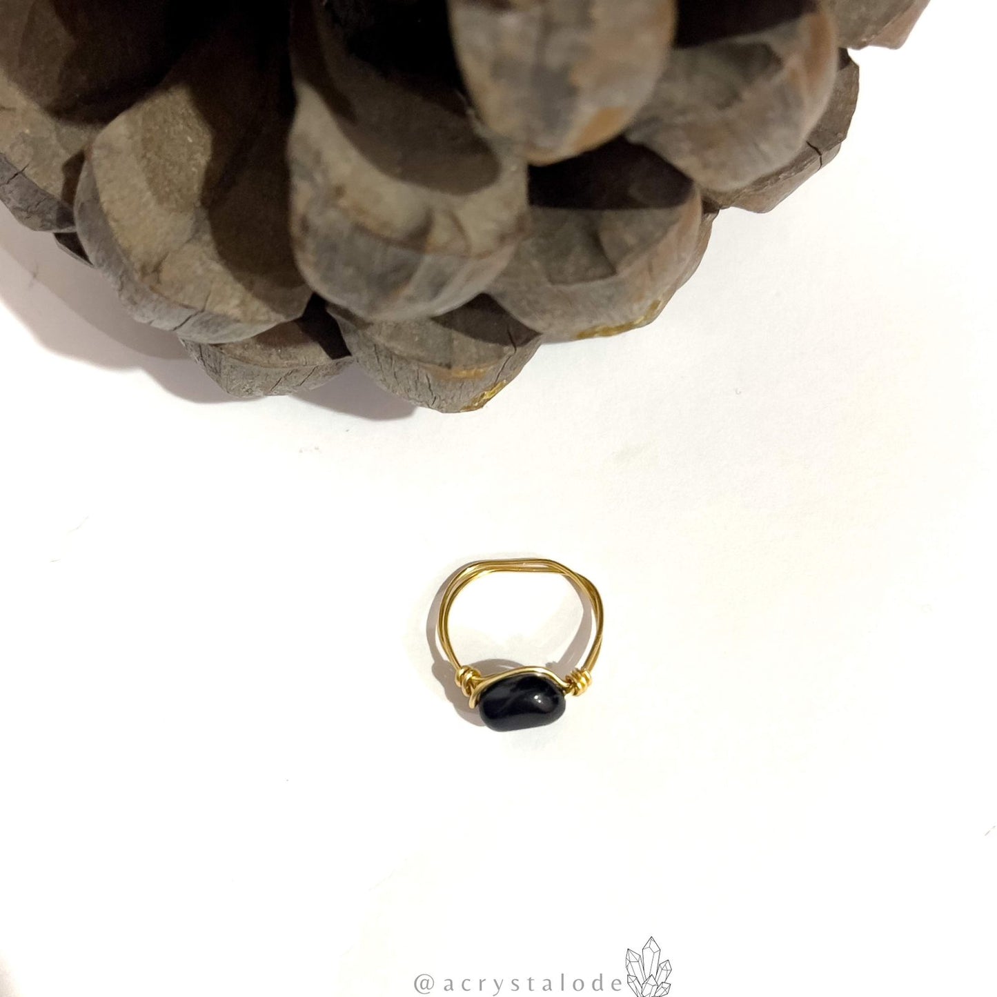 Black Obsidian Tumble Bead Ring