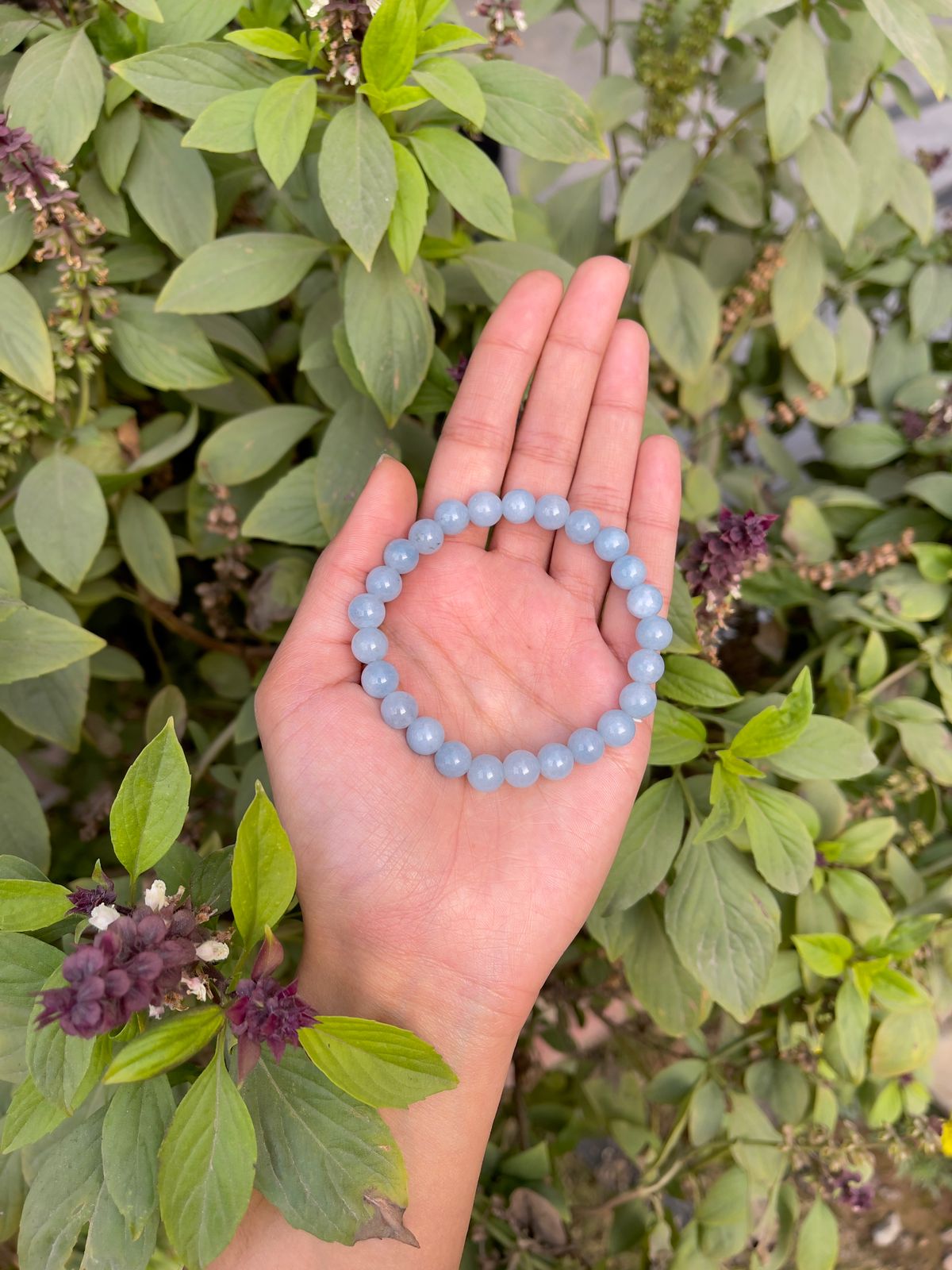 Aquamarine Round Bead Bracelet