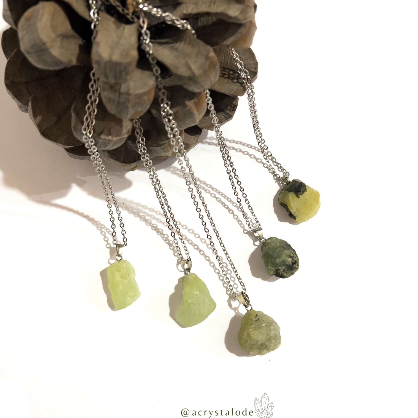 Raw Prehnite Crystal Pendants