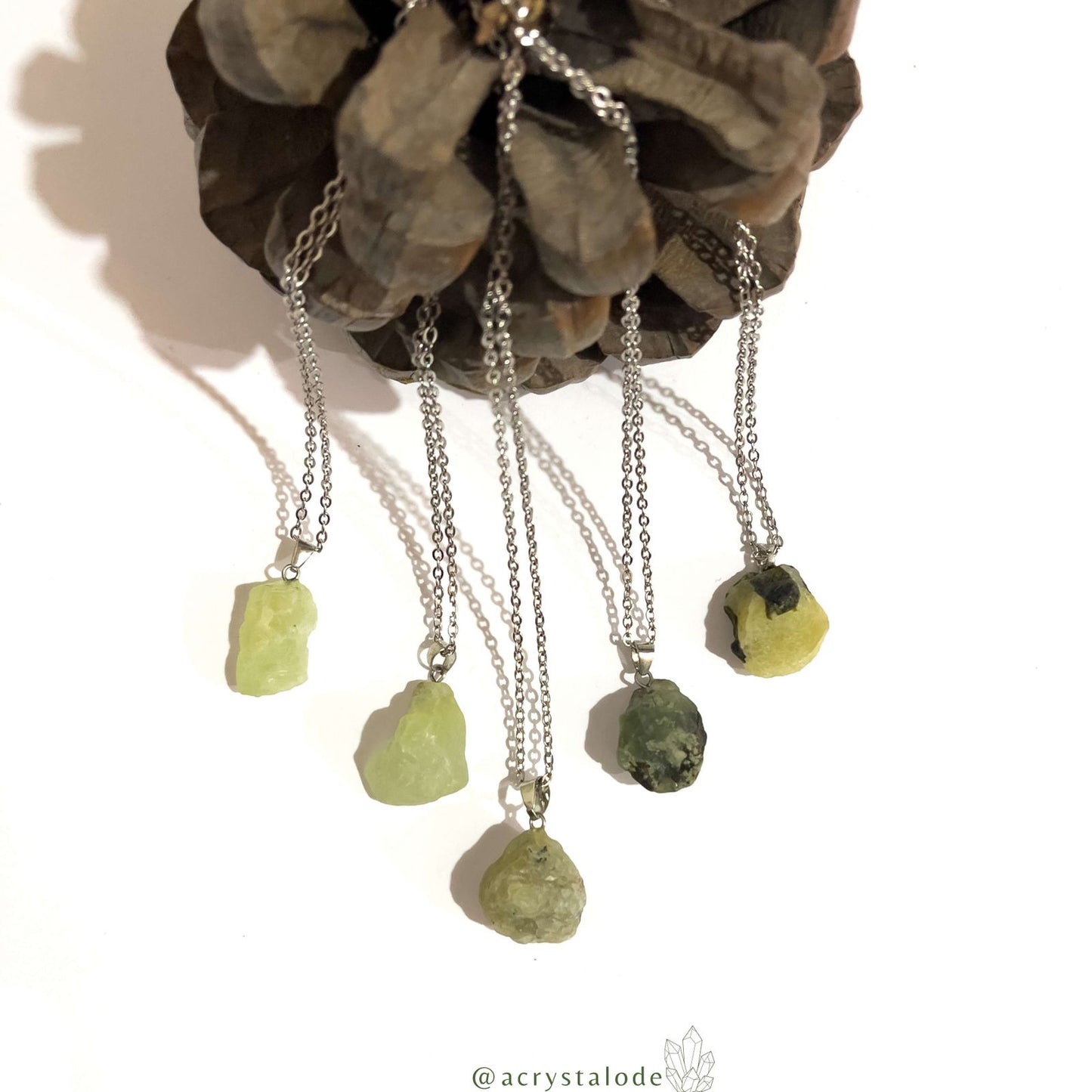 Raw Prehnite Crystal Pendants