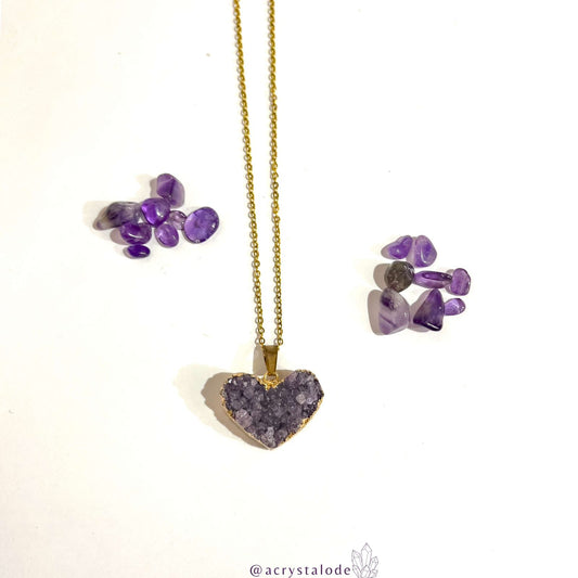 Amethyst Geode Heart Necklace