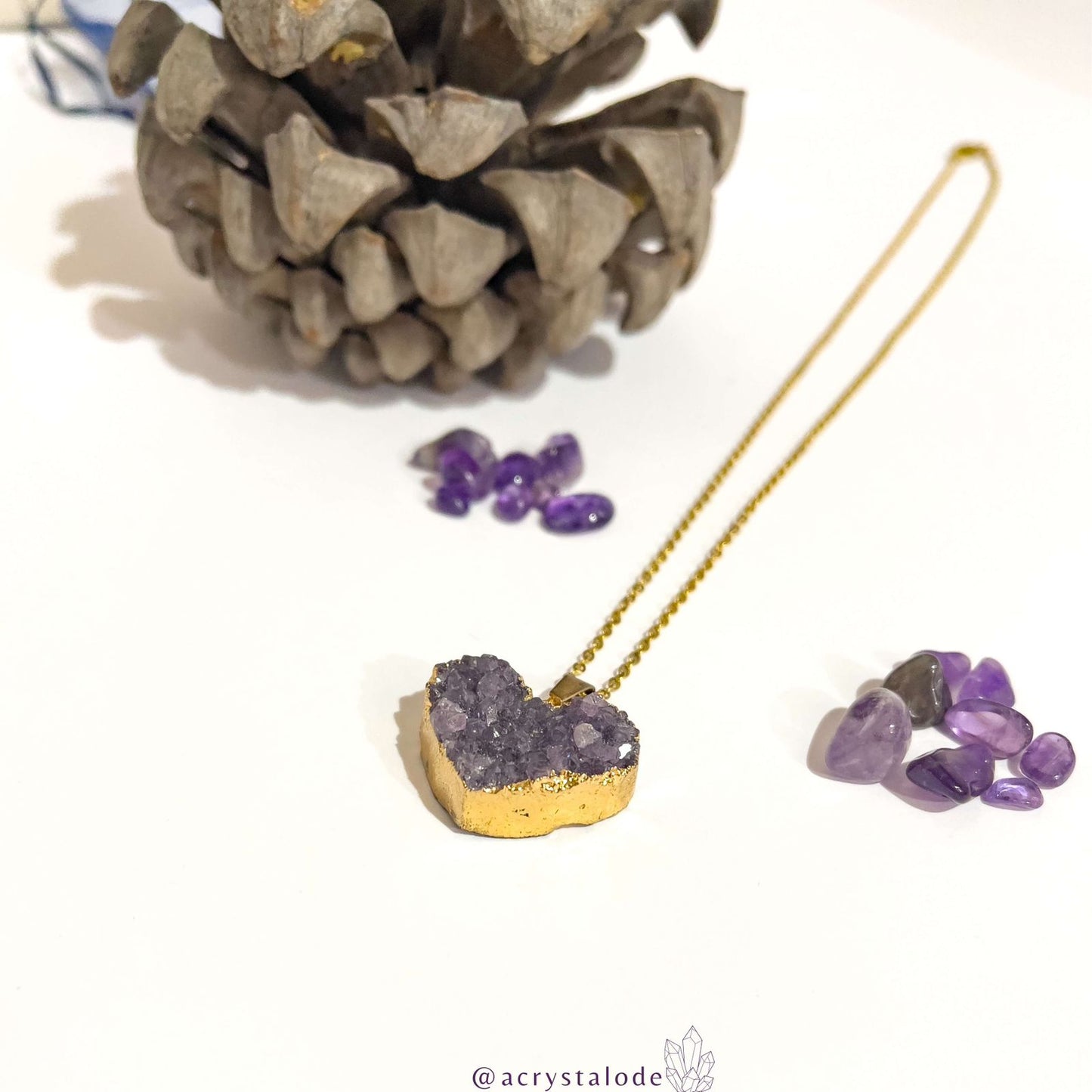 Amethyst Geode Heart Necklace