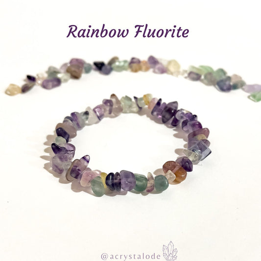 Rainbow Fluorite Chip Crystal Bracelet