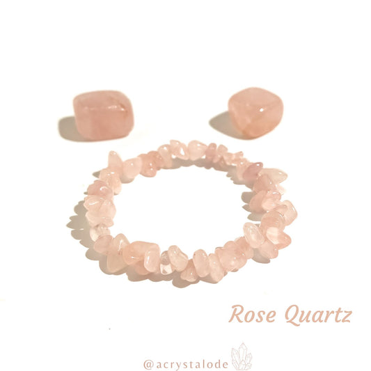 Rose Quartz Crystals Chip Bracelet