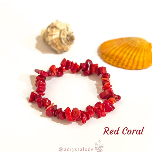 Red Coral Chip Bracelet