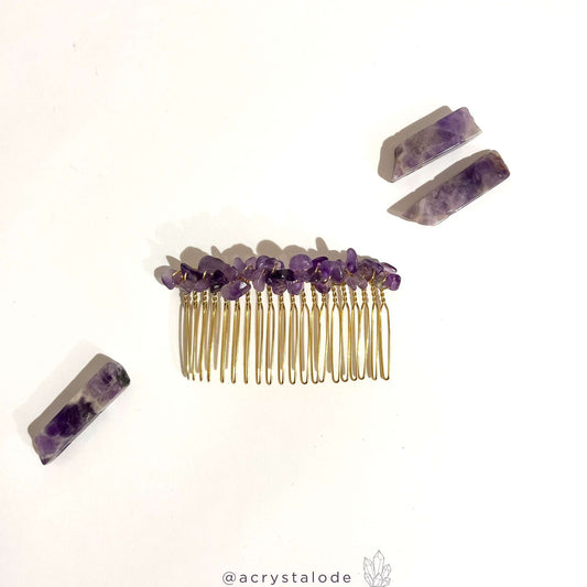 Amethyst Crystal Comb Hair Clip