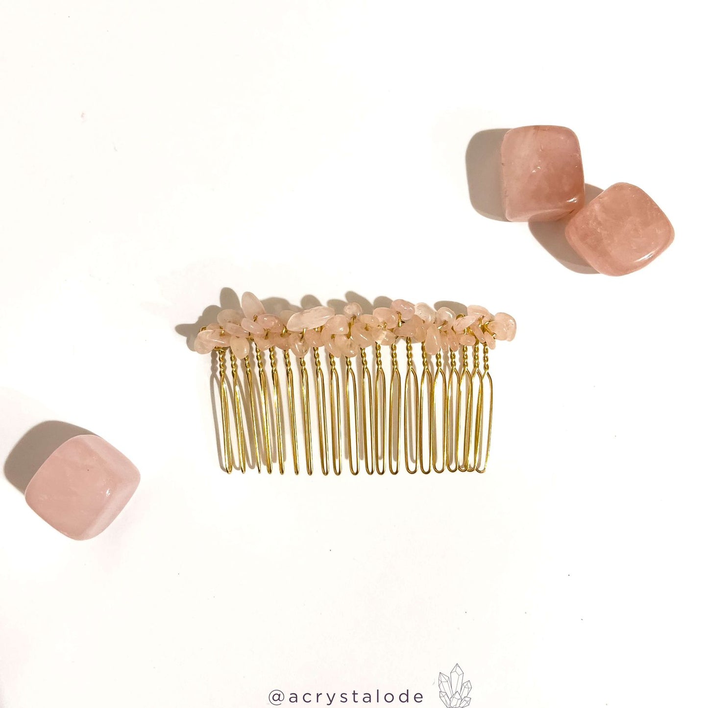 Rose Quartz Crystal Comb Hair Clip