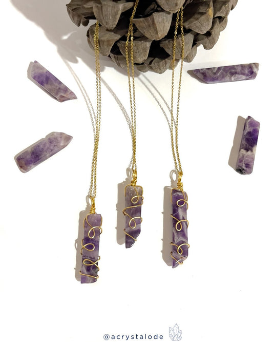 Raw Amethyst Fiary Core Wire Wrapped Pendant