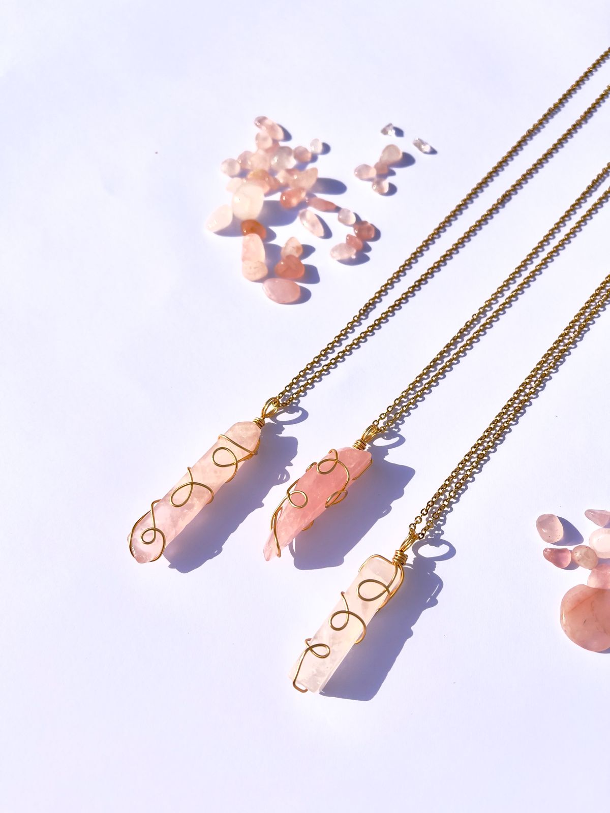 Fairycore Rose Quartz Gold Pendants