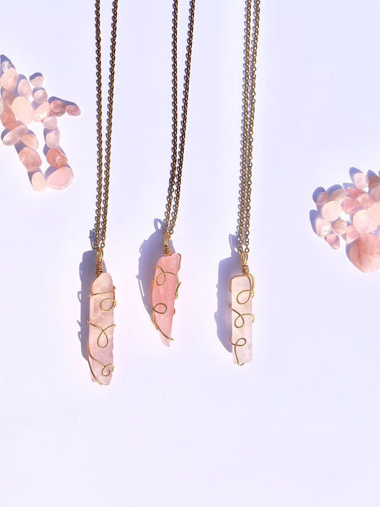 Fairycore Rose Quartz Gold Pendants