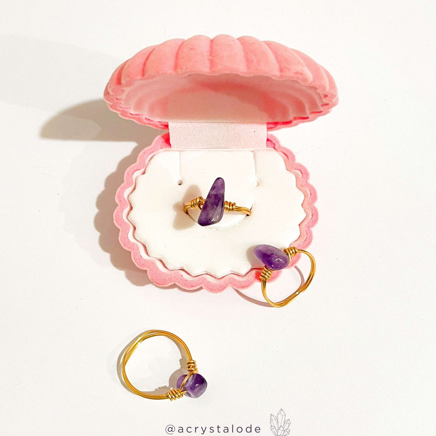 Amethyst Crystal Chip Ring