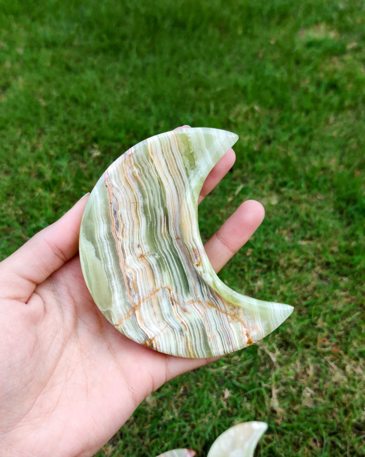 Green Banded Onyx Moon Dishes