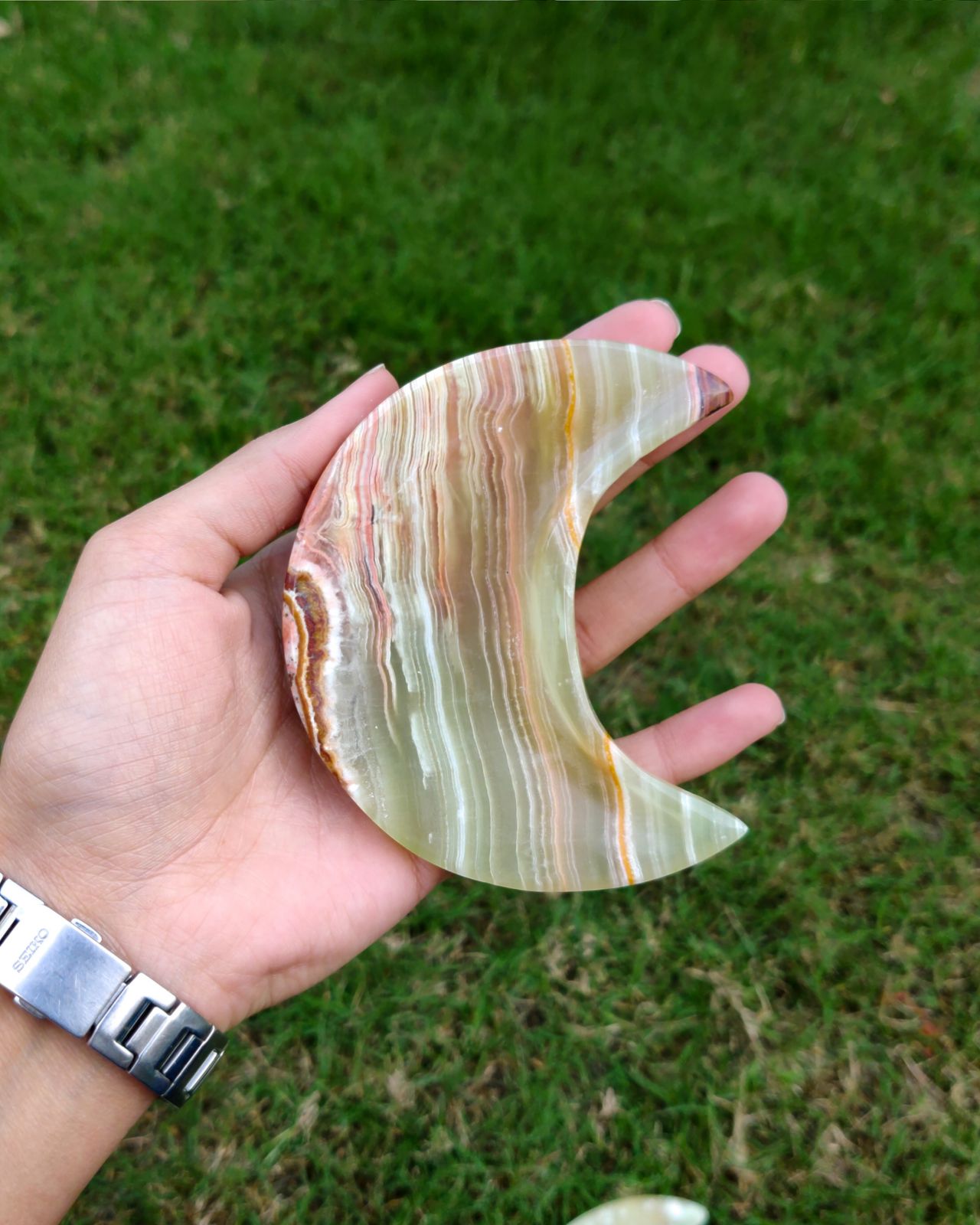 Green Banded Onyx Moon Dishes