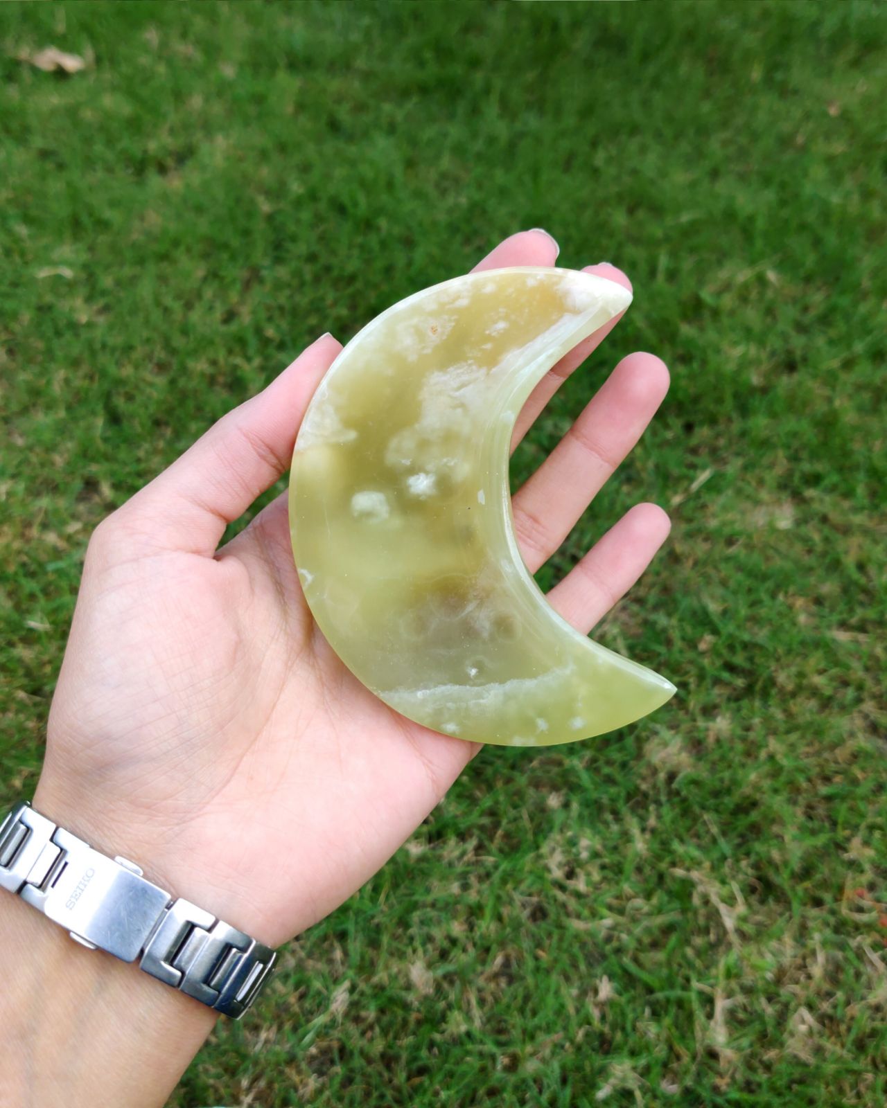 Green Banded Onyx Moon Dishes