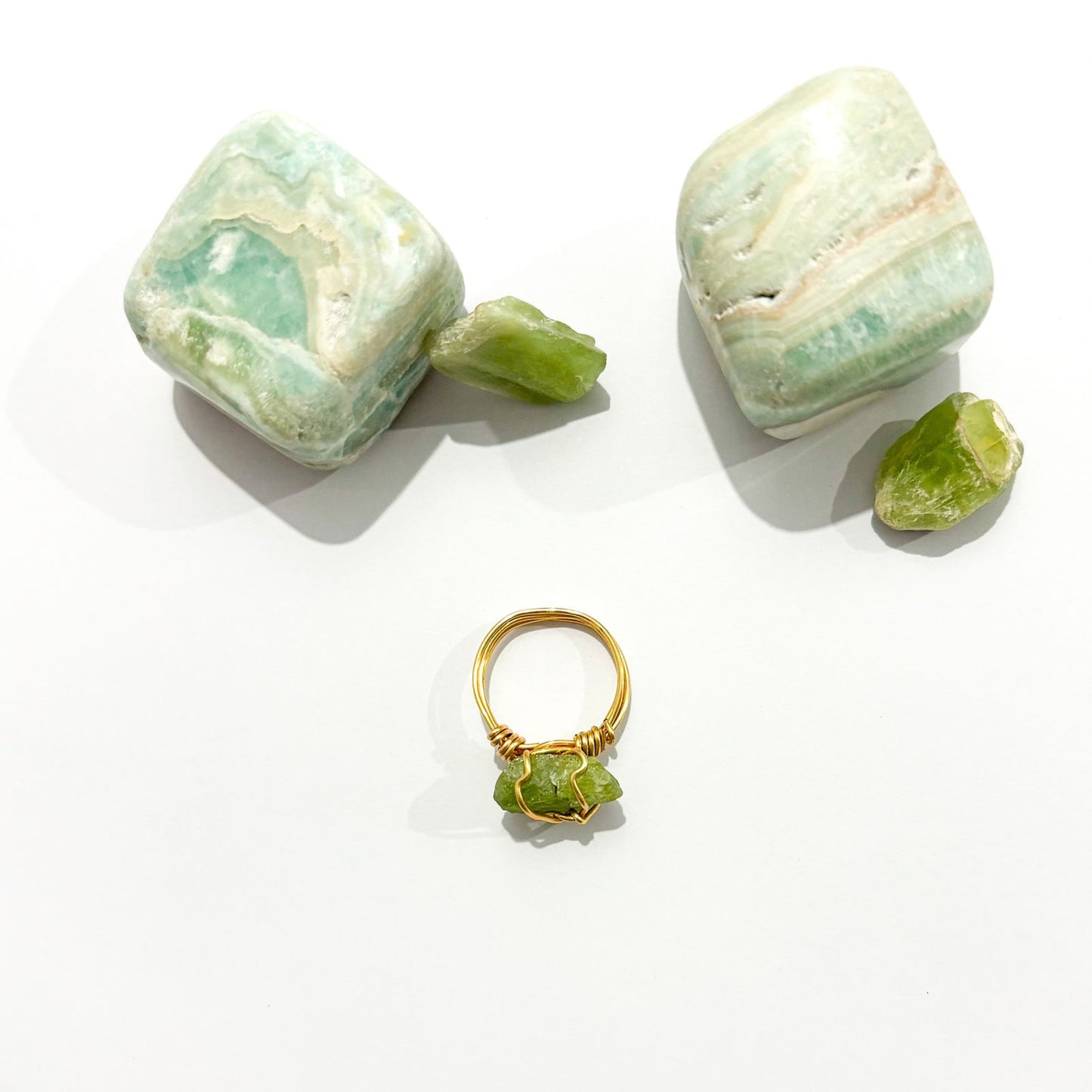 Raw Peridot Crystal Ring